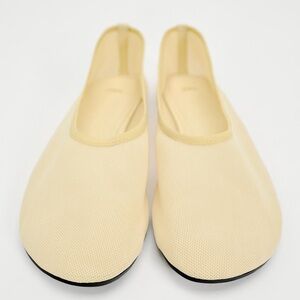 Zara Butter Yellow Mesh Ballet Flat, 40 (US 9), NWT